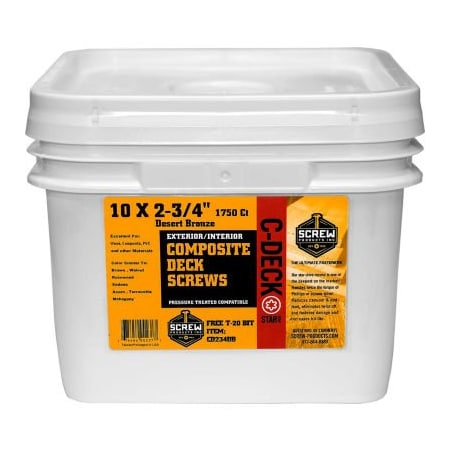 Screw Products Deck Screw, #10 x 2-3/4 in, Steel, Torx Drive CD234SR